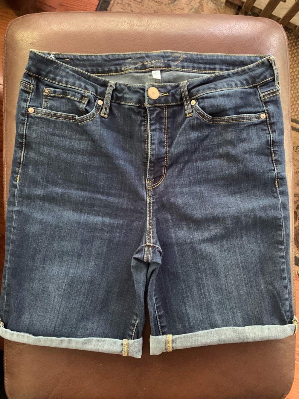 Seven7 Medium Blue Rolled Cuff Denim Bermuda Shorts